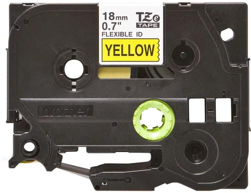 Brother TZEFX641 Black on Yellow 8M x 18mm Flexi Tape 14140J
