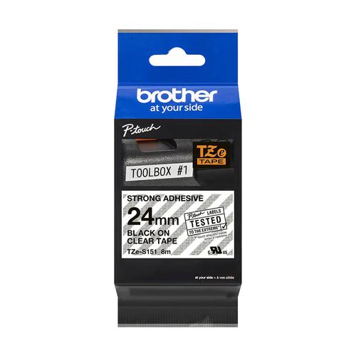Brother Black On Clear PTouch Ribbon 24mm x 8m - TZES151