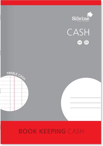 Silvine Portrait Book Keeping Cash Book Feint Ruled 8mm 16 Leaves 90GSM A4 (Pack 6) - SJA4C-P