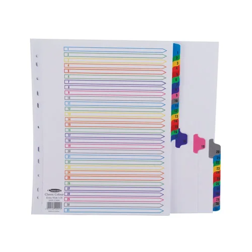Concord Index 1-31 Extra Wide Mylar Tabs Multi-Coloured - 10001/CS100