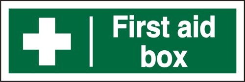 Seco First Aid Box Self Adhesive Vinyl Sign 300x100mm - SP058SAV-300X100