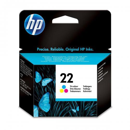 HPC9352A | Basic colour printing more impressive with the dye-based HP 22 Tri-Colour Inkjet Print Cartridge. Designed for low-volume printing, it ensures beautiful results even with periods of non-use. Great for long-lasting images and photos. Cartridge Ink Capacity: 5 ml. Duty Cycle Up to 138 pages at 5% coverage.
