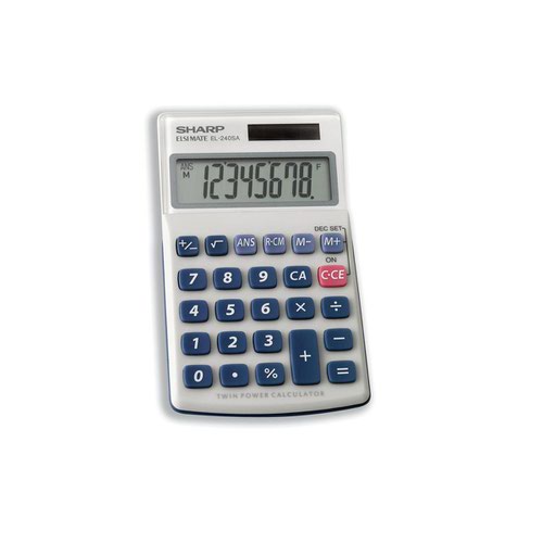 Sharp Silver 8-Digit Hand Held Pocket Calculator EL240SAB - SH02336