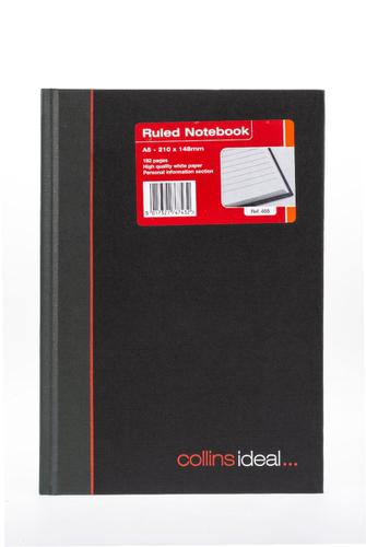 14193CS | The Ideal Series A5 Feint Ruled Case Bound Notebook from Collins  is cased in durable geltex, has 192 pages and a personal information section.
