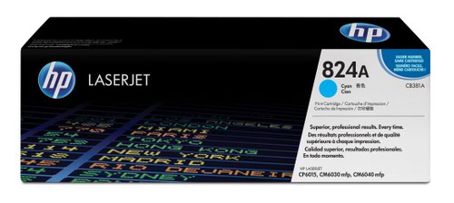 HP 824A Cyan Standard Capacity Toner Cartridge 21K pages for HP Color LaserJet CM6030/CM6040/CP6015 - CB381A