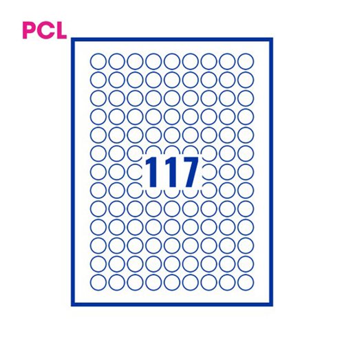 Pcl19 White Perm Labels 117 Lab/Sht 23400/Bx 200Sh A4/Bx 3P