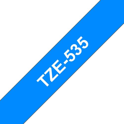 Brother Glossy White On Blue Label Tape 12mm x 8m - TZE535