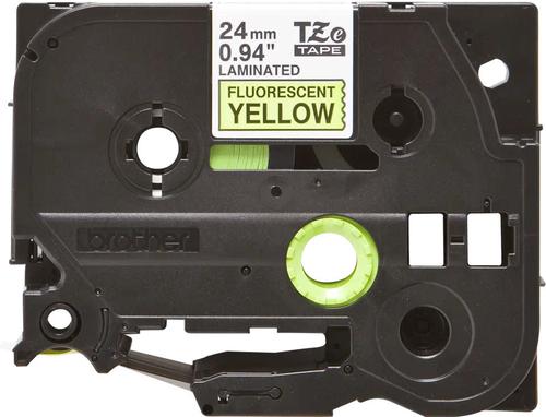 Brother TZEC51 Black on Yellow 5M x 24mm Fluorescent Tape 14120J