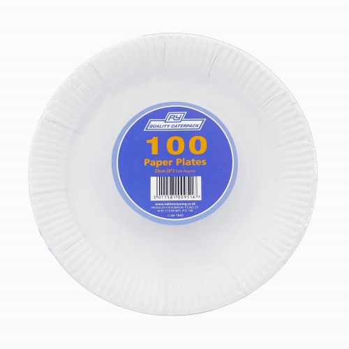 Paper Plates Disposable 230mm (9 inch) [Pack 100]
