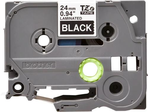 Brother TZE355 White on Black 8M x 24mm Gloss Tape 14085J