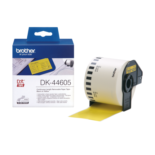 Brother Yellow Removable Paper 62mm x 30.5m - DK44605 Label Tapes BRDK44605
