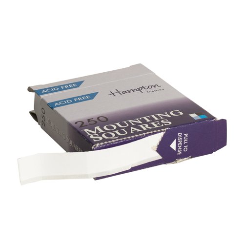 Photo Mounting Squares. Double sided acid free self adhesive photo mounting squares supplied in a handy dispenser box. Colour - White.