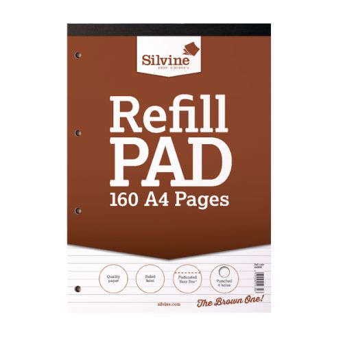 Silvine A4 Refill Pad Ruled 160 Pages Brown (Pack 6) - A4RPF  21813SC