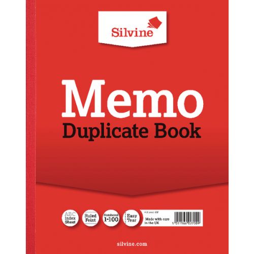 Silvine Duplicate Memo Book 254x203mm PK6