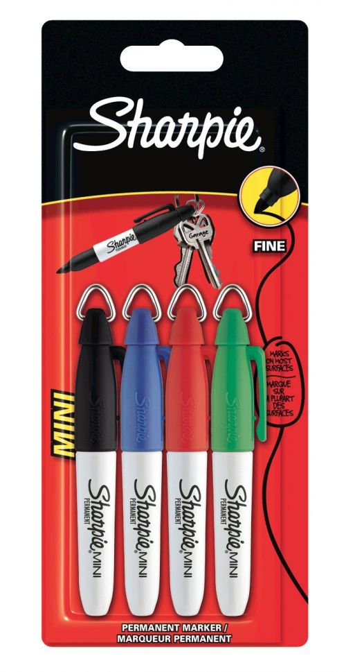 Sharpie Mini Perm Marker Fine Tip Assorted Std Colours PK4