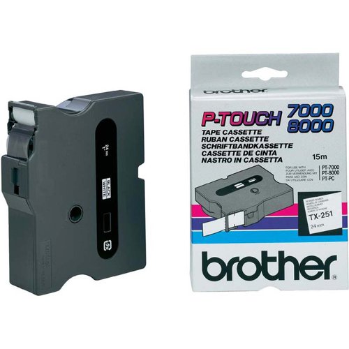 Brother Black On White PTouch Ribbon 24mm x 15m - TX251
