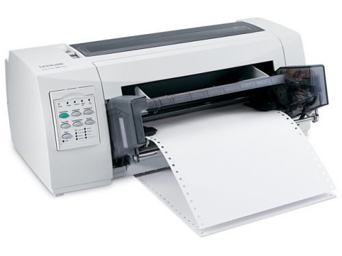 LEX11C2841 | The Lexmark Forms Printer 2590+ provides high-quality narrow forms printing and features such as high-yield ribbons, multi-font document support, and character and page monitoring.