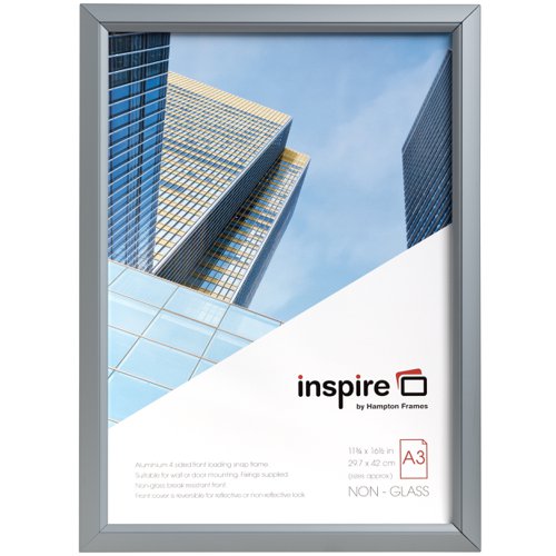 Photo Album Co Poster/Photo Snap Frame A3 Aluminium Frame Plastic Front Silver - PAPFA3B  15908PA