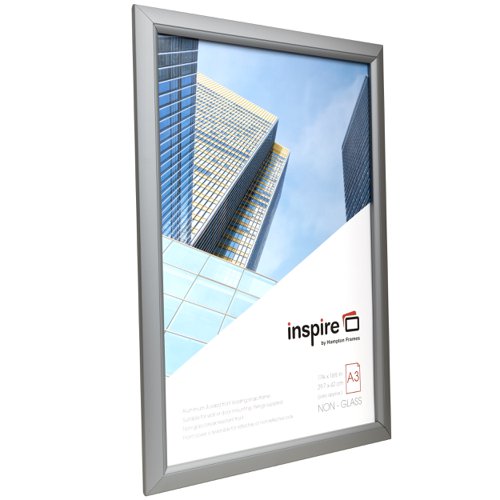 15908PA - Photo Album Co Poster/Photo Snap Frame A3 Aluminium Frame Plastic Front Silver - PAPFA3B