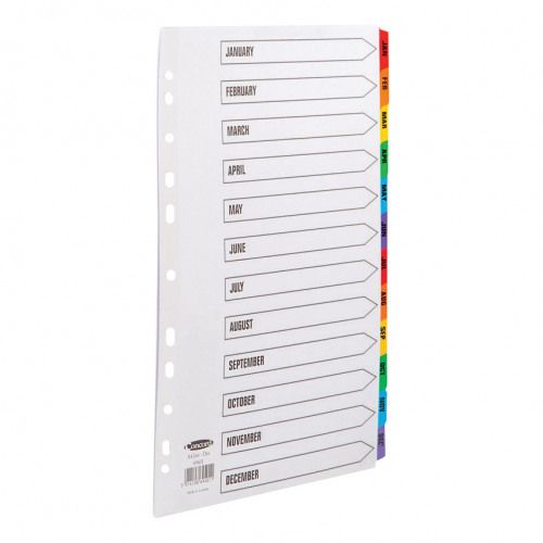 Langstane Commercial Index A4 Jan-Dec Mylar Coloured Tabs White 69401
