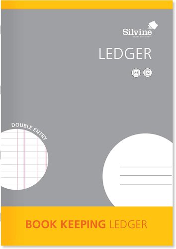 Silvine Portrait Book Keeping Ledger Feint Ruled 8mm 16 Leaves 90GSM A4 (Pack 6) - SJA4L-P