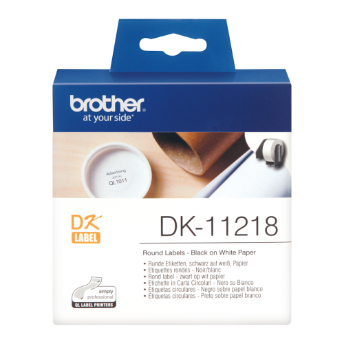 Brother Black On White Round 24mm Labels 1000 Labels - DK11218