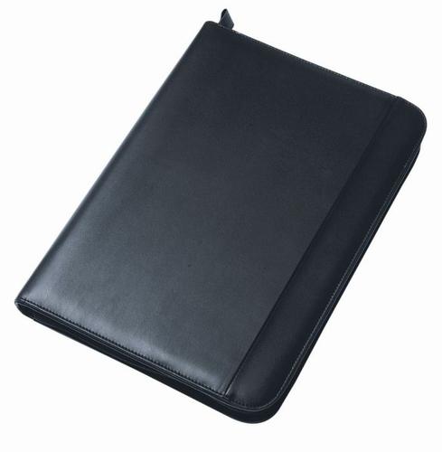 Collins A4 Conference Ring Binder Zipped with 25mm Gusset Leather Look Black 7017 - 815267