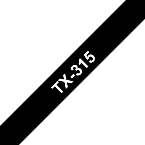 14012J - Brother TX315 White on Black 6mm x 15m Gloss Tape