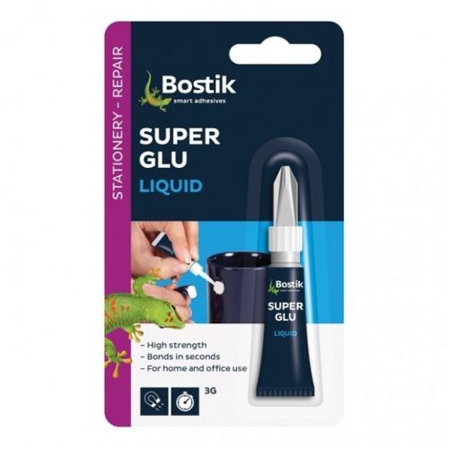 Bostik 3g Glu and Fix Super Glue Liquid Tube Safety Cap Clear (Pack 12)