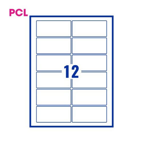 Pcl9645 White Perm Labels 12 Lab/Sht 2400/Bx 200Sh A4/Bx 3P