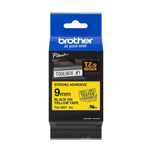 Brother Black On Yellow Strong Label Tape 9mm x 8m - TZES621 Brother