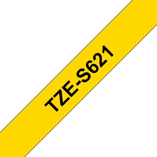 Brother P-Touch TZe Laminated Tape Cassette 9mm x 8m Black on Yellow Tape TZES621