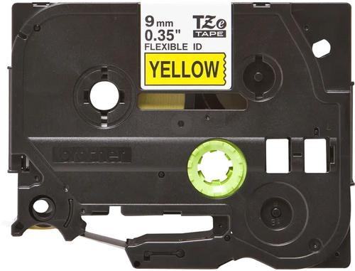 Brother P-Touch TZe Laminated Tape Cassette 9mm x 8m Black on Yellow Flexible ID Tape TZEFX621