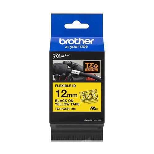 Brother Black On Yellow PTouch Ribbon 12mm x 8m - TZEFX631 Brother