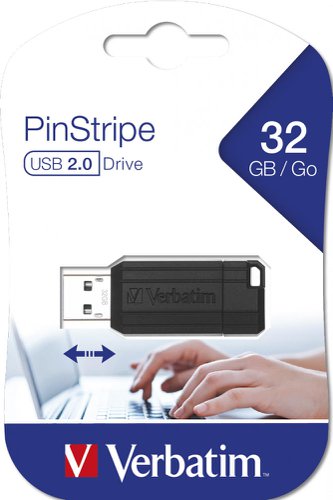 Verbatim Pinstripe 32GB USB 2.0 Drive Black 49064