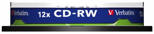 Verbatim CDRW Datalife Plus 812x 700MB (Pack of 10) 43480 CD, DVD & Blu-Ray Disks HW1708