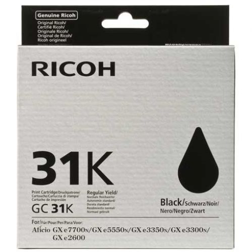 Ricoh GC31K Black Standard Capacity Gel Ink Cartridge 1.92k pages for GXE3350N - 405688