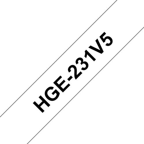Brother HGe High Grade Labelling Tape Cassette 12mm x 8m Black on White Tape HGE231V5