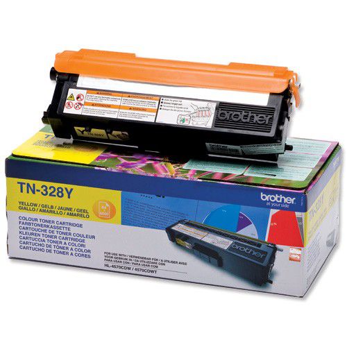 BRTN328Y | Original Brother Toner Cartridge. Page life approx 6,000 pages. Standard capacity cartridge. Yellow.