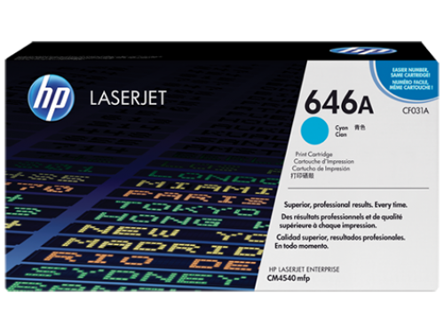 HP 646A Cyan Standard Capacity Toner 12.5K pages for HP Color LaserJet Enterprise CM4540 - CF031A