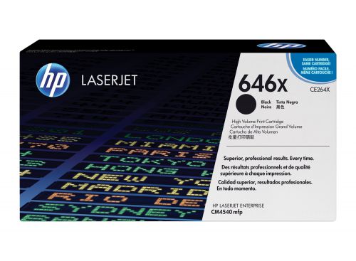HP 646X Black High Yield Toner 17K pages for HP Color LaserJet Enterprise CM4540 - CE264X