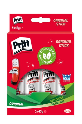 Pritt Stick Original Glue Stick 43g (Pack of 5) 1456072