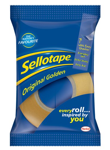Sellotape Original Easy Tear Extra Sticky Golden Tape 24mm x 33m (Pack 6) - 2974430