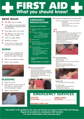 Seco Awareness First Aid Regulations Poster A2 - HS101 First Aid Signs 29161SS