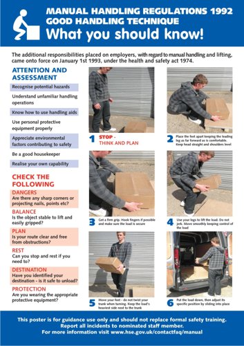 Seco Awareness Manual Handling Regulations Poster A2 - HS102 Health & Safety Posters 29168SS