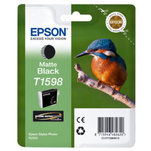 Epson T1598 Kingfisher Matte Black Standard Capacity Ink Cartridge 17ml - C13T15984010