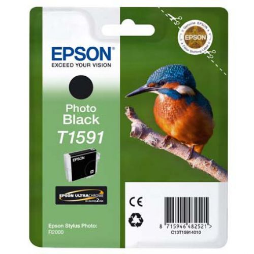 Epson T1591 Kingfisher Black Standard Capacity Ink Cartridge 17ml - C13T15914010