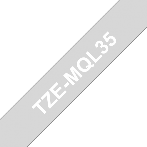 Brother White On Light Grey Label Tape 12mm x 5m - TZEMQL35