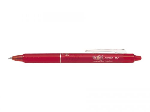 31333PT - Pilot FriXion Clicker Erasable Retractable Gel Rollerball Pen 0.7mm Tip 0.35mm Line Red (Pack 12) - 229101202