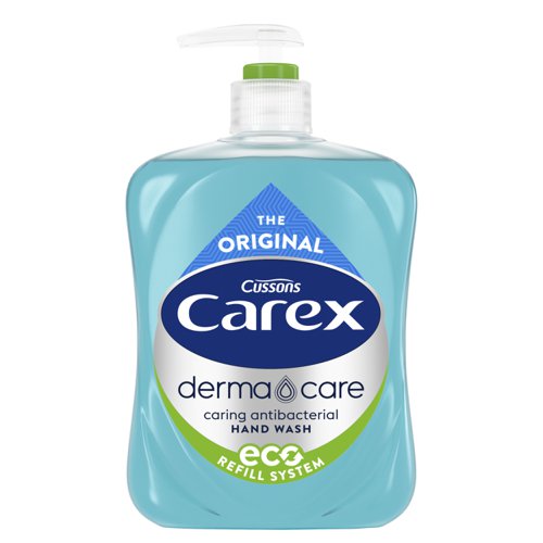 41339CP | Carex liquid soap. Antibacterial moisturising handwash suitable for sensitive skins. Economic and easy to use with its own 500ml measured dispenser.